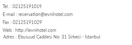 Levni Hotel & Spa telefon numaralar, faks, e-mail, posta adresi ve iletiim bilgileri